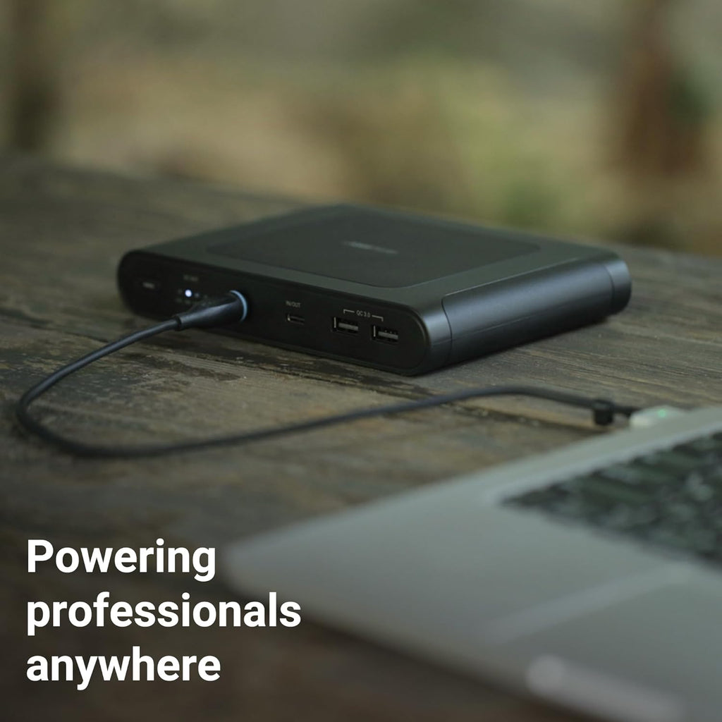 Omni Mobile 25600mah 25600 Laptop Power Bank, Universal Charger for All Devices, Fast Charging DC, USB-C & QC 3.0 Ports, Wireless Charging, Travel-Friendly Power Solution