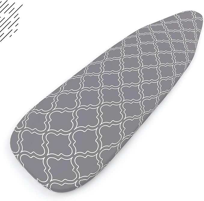 Encasa Ironing Board Covers (44 x 13.5 inch) Drawstring Tightening with Thick 3 mm Felt Padding, Easy Fit, Scorch Resistant, Printed - Grey Tiles as Unit in hand is for 44*13.5