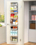 12.3" W Narrow Over the Door Pantry Organizer, 8-Tier Over the Door Organizer with Adjustable Basket, Pantry Door Organization for Pantry Kitchen Storage Room Spice Rack, White