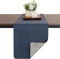 Table Runners 55 Inches Long, Dual-Sided Faux Leather Farmhouse Table Runner Waterproof Heatproof Non-Slip for Living Room Party Home Decor Holiday Decorations(Gray Blue, 15 x 55 Inch)