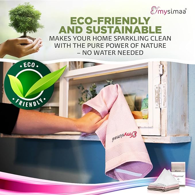 mysimaa XL Lint Free Microfiber Cloth, Glass & Window Cleaning Cloths - Set of 6