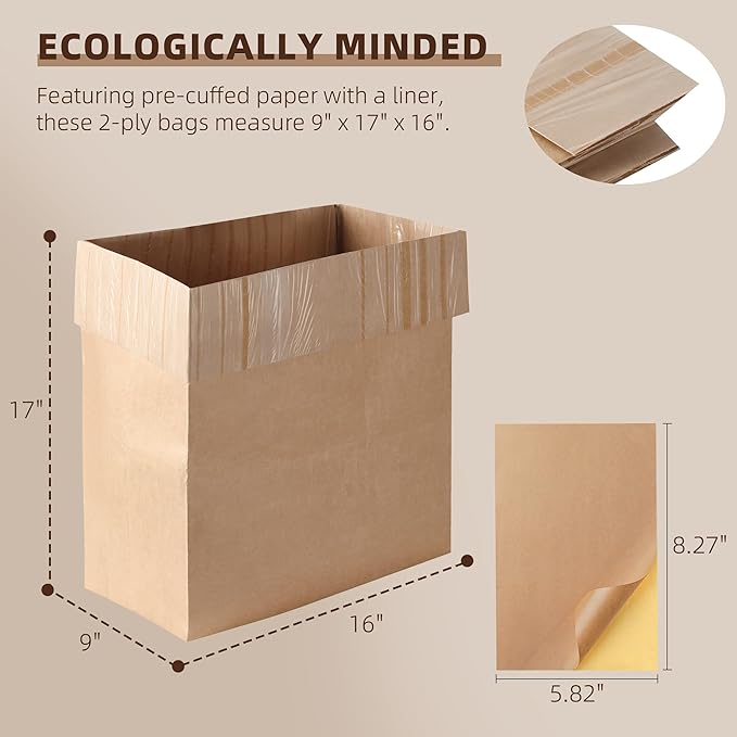 (20-Pack) Calvana Super Strong Compactor Bags, Heavy-Duty Kitchen Paper Trash Bags with Leak Proof Plastic Liner, Fits GE Model Compactors with Rectangular Containers, Includes 20 Sticker Seals