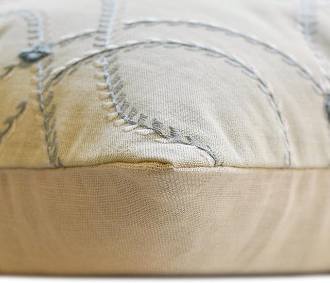 The HomeCentric Beige Bed Runner for King/Queen/Twin Cotton Linen Decorative Bed Scarf 53"x18" Bed Runner Without Pillow Cover, Geometric Bed Scarf Bedroom Décor Accent - Broderie Belle