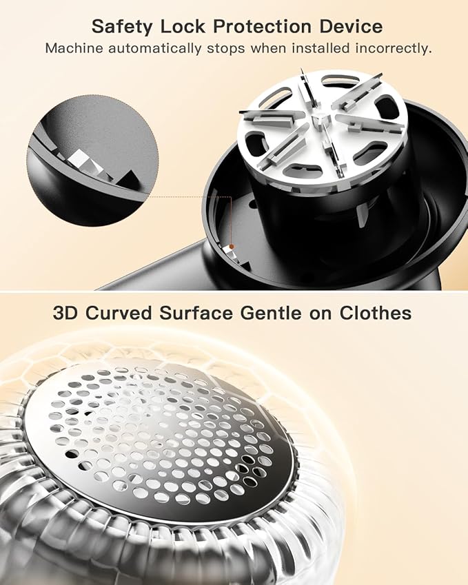 coldSky Rechargeable Fabric Shaver, Lint Shaver with Digital Display, Sweater Shaver with 6-Leaf Blades and Safety Lock, 3-Speeds Defuzzer Remove Fuzz, Pills from Clothes, Furniture, Sofa, Blanket