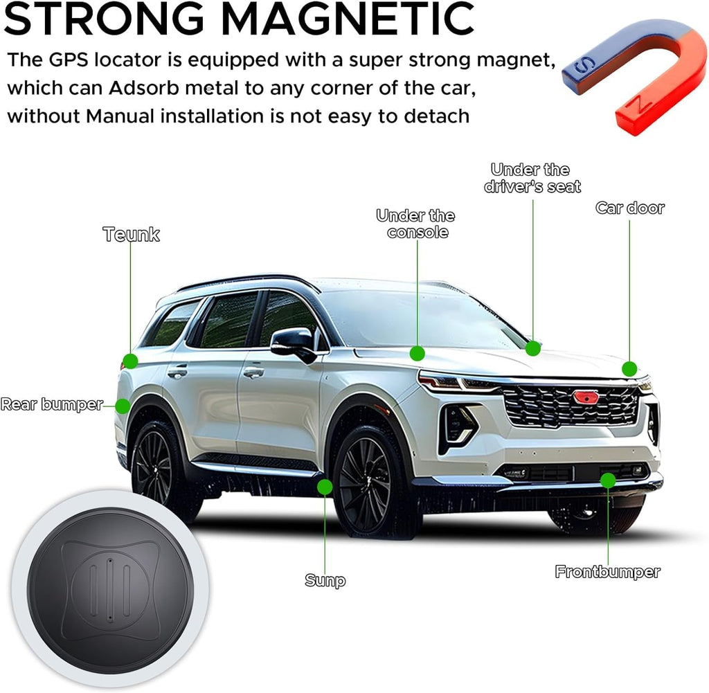 Mini GPS Tracker for Vehicles - Magnetic Real-Time GPS Tracker,Tracking Devices for Cars Hidden,Global Coverage Location Tracker for Kids,Dogs,Trucks/Person,No Subscription Required/No Monthly Fee