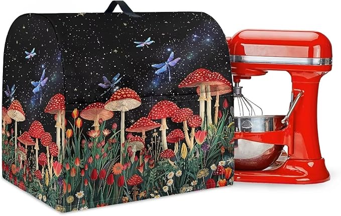 Mushroom Dragonfly Mixer Covers Stand Mixer Dustproof Cover Compatible with Kitchen Aid Mixer Washable Stand Mixer Covers for 4.5-5 Qt Mixer