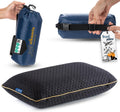 Travel & Camping Comfortable Memory Foam Pillow – Easy to Carry Portable Bag – Temperature Regulating Pillow Case (Black)