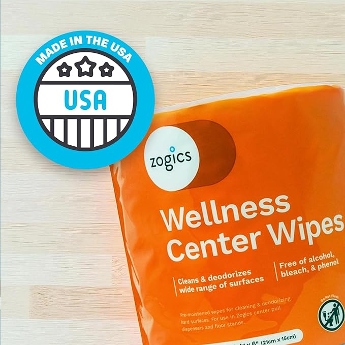 Zogics Wellness Center Cleaning Wipes – Gym Wipes for Cleaning Surfaces and Equipment, Durable and Safe Pre-Saturated Wet Wipes (1 Roll of 1,150 Wipes)