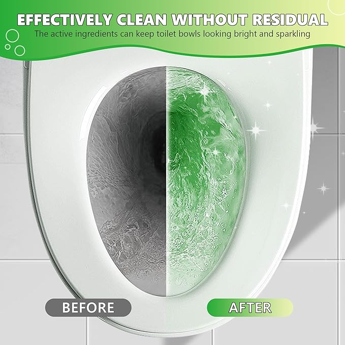Toilet Bowl Cleaner Tablets, Automatic Toilet Bowl Cleaners, Long-Lasting Toilet Tabs Drop in Tank for Deodorizing & Descaling, Green & Yellow, 12 Packs