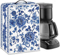 Coffee Maker Cover – Dust Protection Stain Resistant Washable Appliance Cover Kitchen Decoration Gifts For Coffee Lovers Blue White Floral Pattern