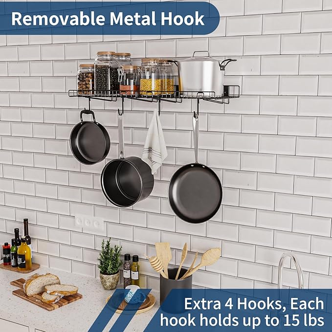 2 Pack Garage Wall Shelf, Wall Mounted Storage Shelves, Heavy Duty Metal Shelves for Room Wall, Loads 130 LBS Floating Shelves Mesh Storage Rack for Garage, Office, Basement,Wall Cabinet and Kitchen