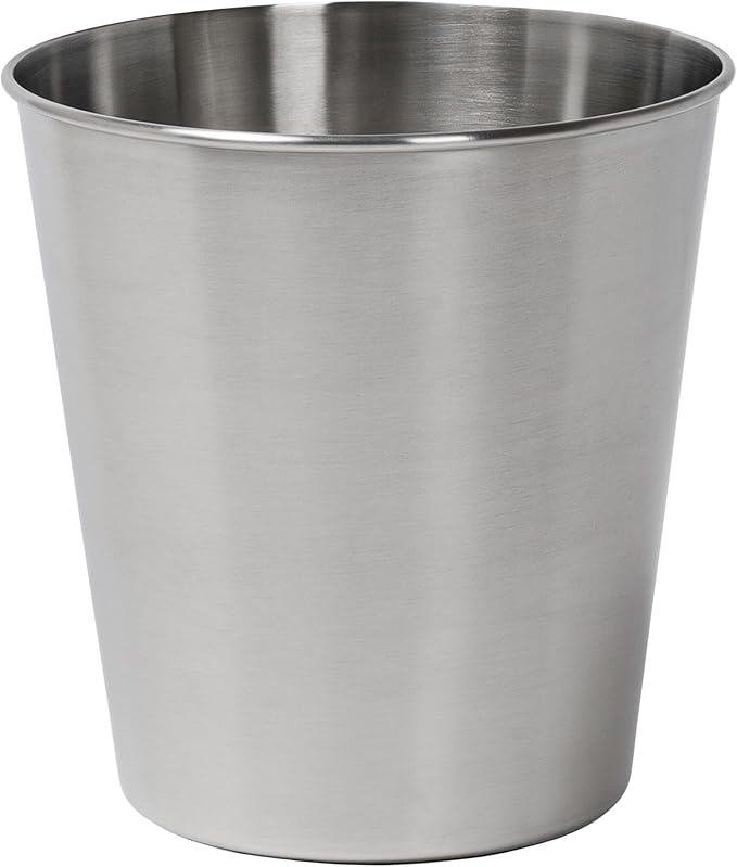 happimess HPM1113C Nolan Modern Classic Smooth Steel 2-Gallon Wastebasket for Home, Bathroom, Living Room, Office, Bedroom, Kitchen, Brushed Steel
