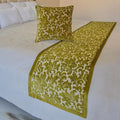 The HomeCentric King/Queen/Twin Chartreuse Designer Full 68"x18" Bed Runner Without Pillow Cover, Velvet, Floral Pattern Bed Scarf on Velvet Fabric - Enchanted Chartreuse