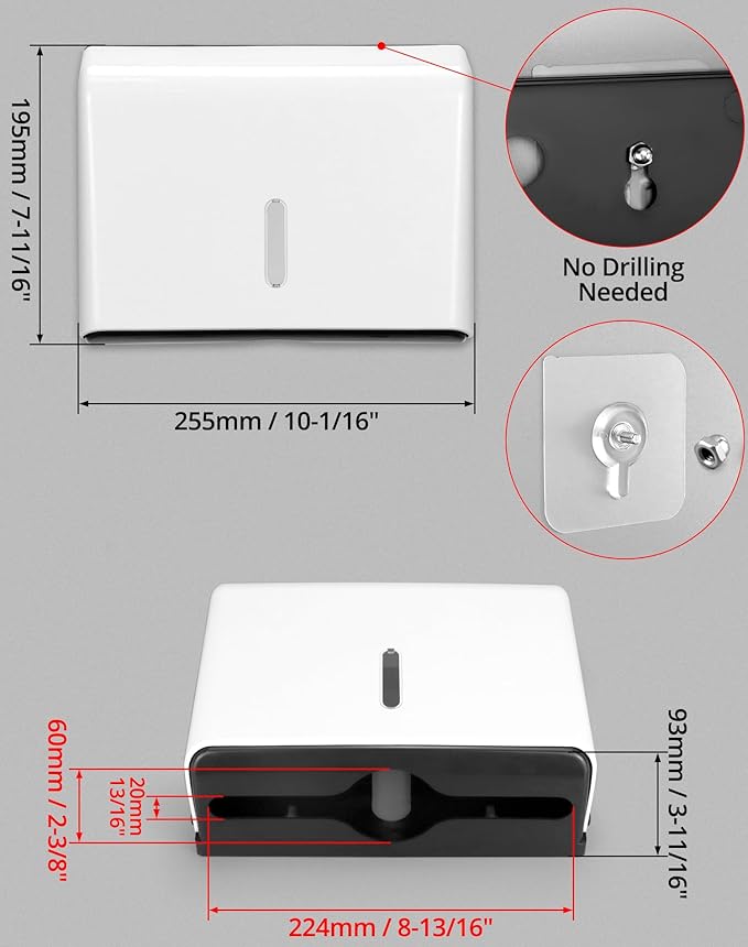 QWORK Paper Towel Dispenser Wall Mount, 2 Pack Multifold Hand Towel Dispenser, Tri-fold Commercial Hand Towel Dispenser for Bathroom, Kitchen, Office, White