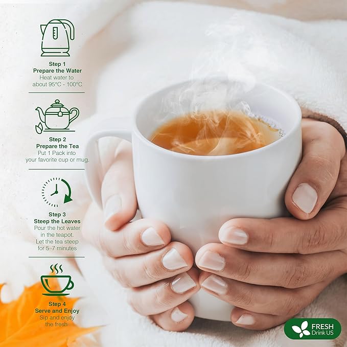 FreshDrinkUS, Oil-Reducing Herbal Tea – 75 Tea Bags | Blend of Winter Melon, Lotus Leaf, Ginger, Hawthorn, Gardenia Fruit, Rose, Cassia Seed & More | Naturally Caffeine-Free | Delicious Hot or Iced