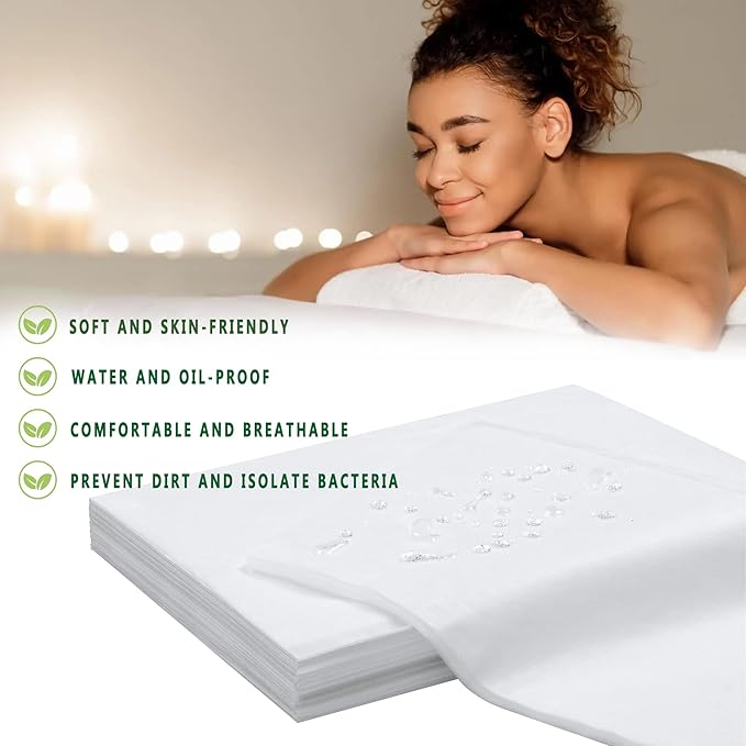 800 Pcs Disposable Bed Sheets for Massage Table 31" x 71" Massage Table Sheet Soft Non Woven Bed Cover Breathable for SPA Massage Beauty Tattoos(White)