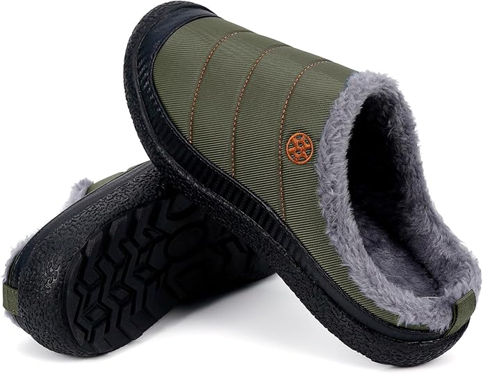 Womens Mens House Slippers Slip on Snow Winter Warm Fully Fur Lined Slippers Indoor Outdoor Shoes