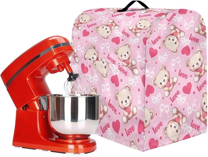 Cartoon Bear Lover Stand Mixer Covers for Women Kitchen Appliance Dust Covers Protective Compatible with 4.5-5 Quart Kitchen Aid Stand Mixer Cartoon Gnome Mixer Cover