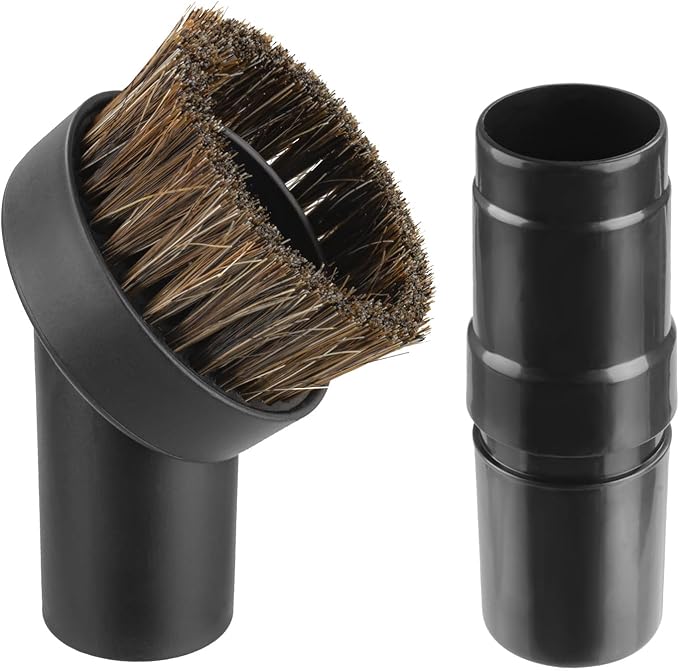 25mm Horse Hair Round Dust Brush, 1.25" Vacuum Brush Attachment with Vacuum Hose Adapter for Shark Vacuum and Shop Vac and Most Household Vacuum Cleaners - 2 Pcs