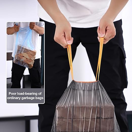 JOYBOS 4 Gallon Drawstring Garbage Bags Wastebasket Bin Liners - kitchen Compostable Bags 75 Count Plastic Trash Bags Unscented Small Bag for Bathroom, Living, Bedroom