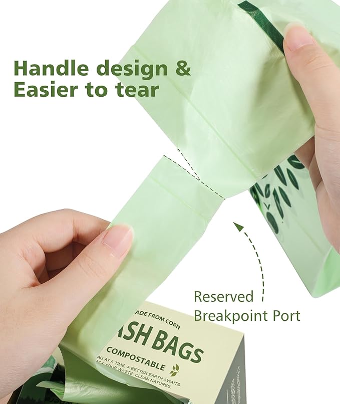 1.6 Gal Small Compost Bags for Countertop Bin with Handle Tie, AYOTEE Composting Bags for Kitchen Compost Bins,100 Pack, 1.2-1.6 Gallon Compost Bin Bag, Small Trash Bag, Odor Control