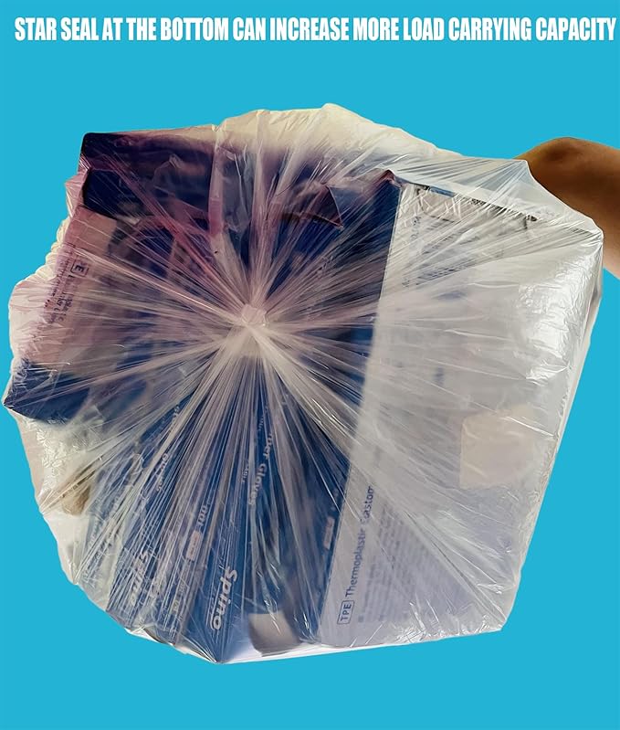 2-4 Gallon Trash Bags, 400 Count Bulk, Clear Plastic Recycling Bags, Small Multi-purpose Garbage Bags for Business Home Bathroom Kitchen Commercial and Industrial