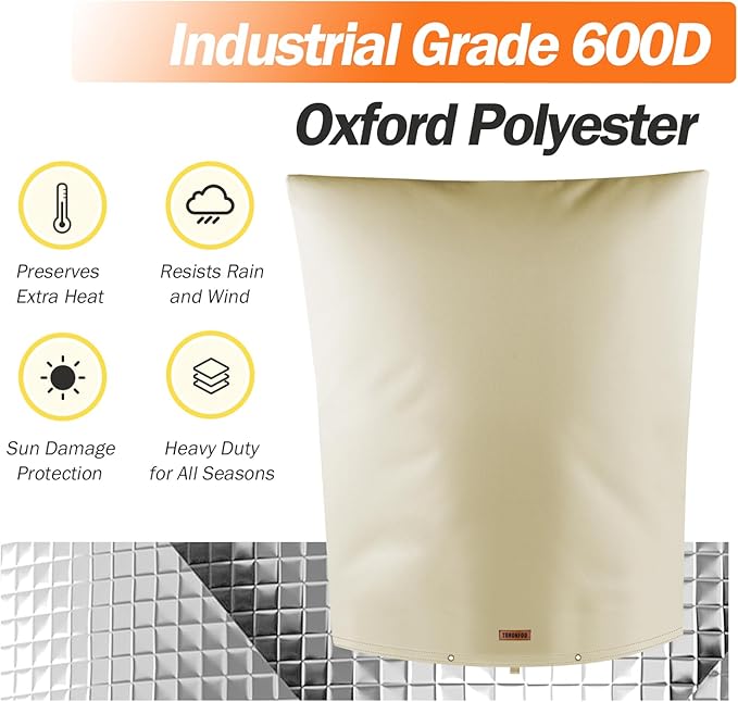 Backflow Preventer Pipe Insulation Cover (5°F) - Irrigation Sprinkler Valve Insulated Pouch - Water Well Pump Cover - Sturdy 5 Layers for Winter Freeze Protection, 20" W x 26" H, Beige