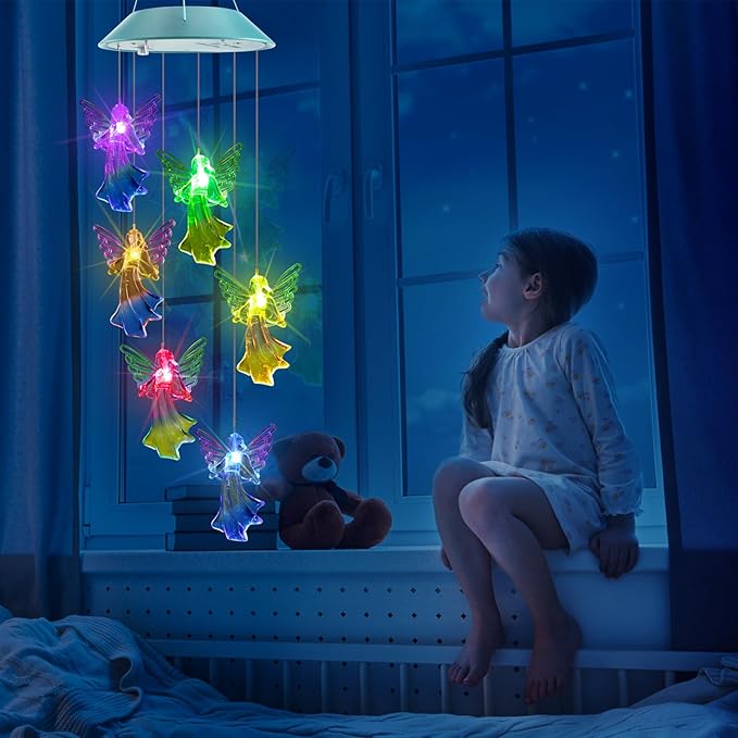 Toodour Solar Wind Chimes, Color Changing Angel Wind Chimes, LED Decorative