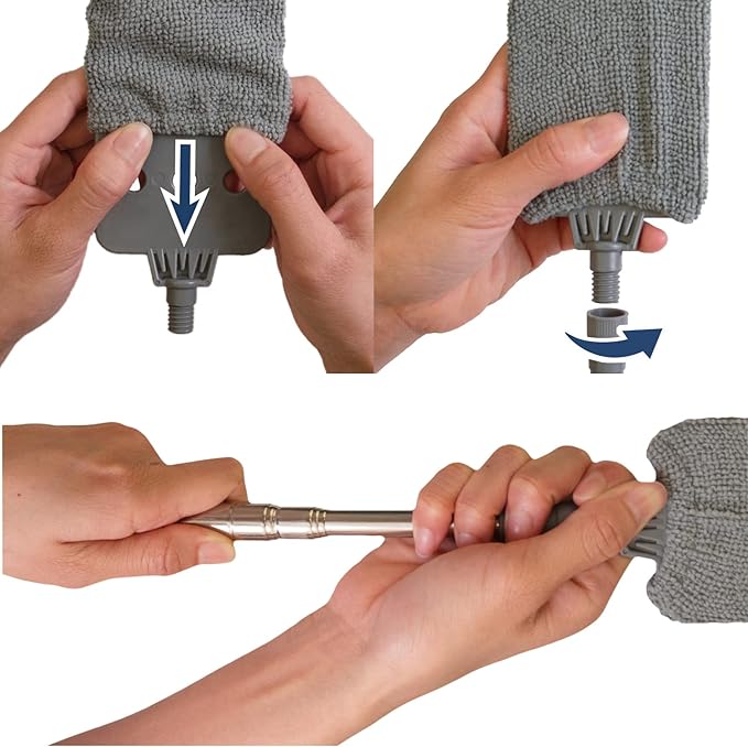 Retractable Gap Dust Cleaner with Extension Pole, Cleaning Tools with 3 Microfiber Dusting Cloths, Extendable Long Handle Duster for Cleaning Under Refrigerator Furniture Appliance
