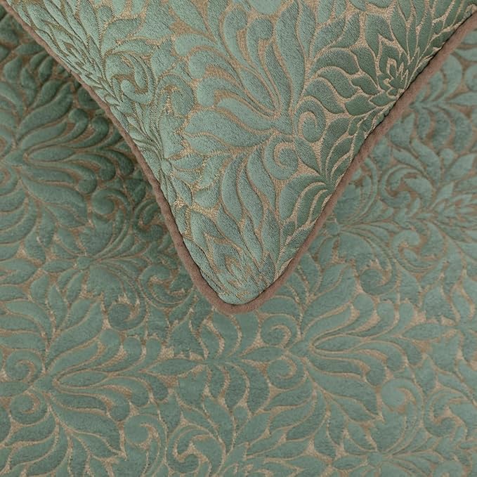 The HomeCentric King/Queen/Twin Blue & Beige Decorative CA King 86"x18" Bed Runner with Pillow Cover, Damask Bed Scarf on Jacquard Fabric - Arabella