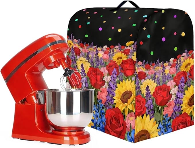 Stand Mixer Covers Compatible with 6-8 Quart Colorful Flowers Kitchen Aid Mixer Fit All Tilt Head Bowl Lift Models Easy Clean Mixer Covers