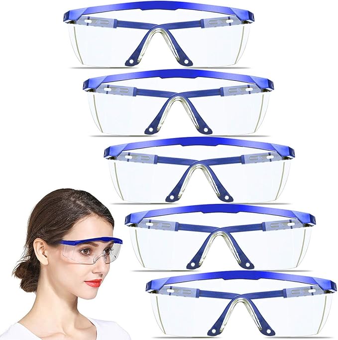 Safety Glasses, 5PCS Adjustable Wide-Vision Protective Glasses, Lightweight Fog-Proof Safety Goggles