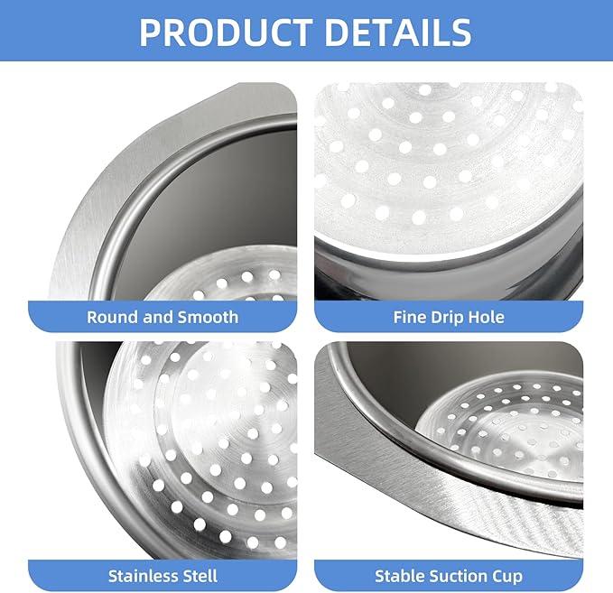 Stainless Steel Drainage Basket, Corner Sink Filter Basket,4.5-inch Sink Drainage Filter and Faucet Hanging Stainless Steel Drainage Basket, Kitchen Sink Drainage Filter, Sink Drainage Filter（2Pcs）