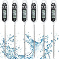 6 Pcs Instant Read Meat Thermometer with Long Probe 9.65 Inch Kitchen Cooking Food Candy Waterproof Digital Thermometer for BBQ Water Milk Yogurt Liquid Cooking(White)