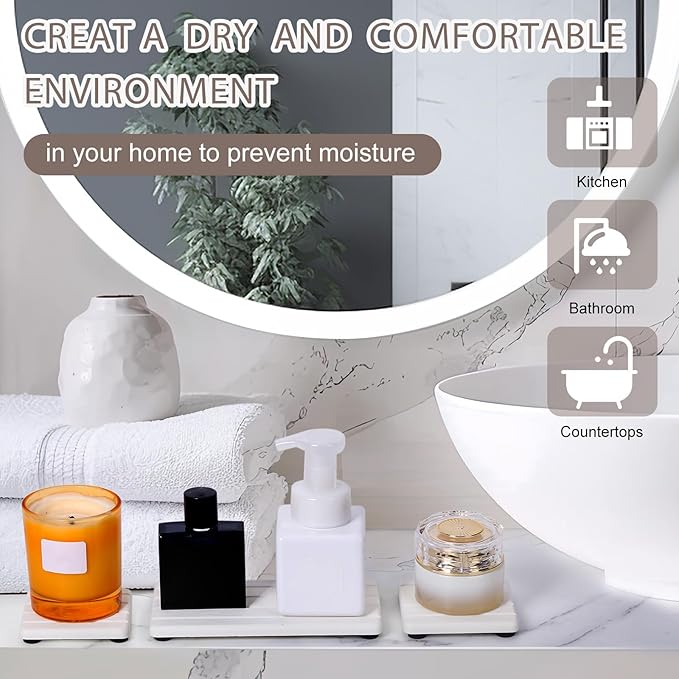 6PCS Fast Drying Diatomite Stone Sink Tray, Stone Drying Tray for Bathroom Counter, Stones Soap Trays for Kitchen Sink, Water Absorbing Coasters, Diatomite Soap Dish, Water Absorbing Stones Trays