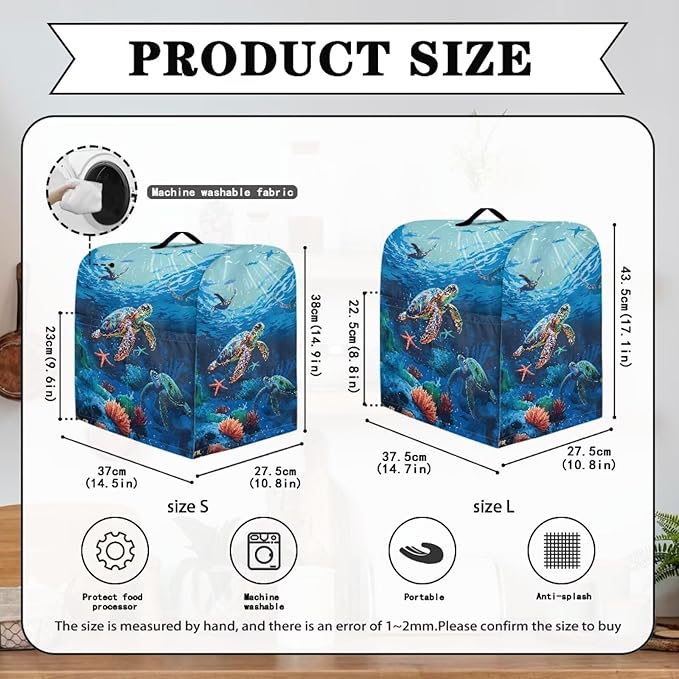 Sea Turtle Mixer Cover 4.5-5 Qt Stand Mixer Kitchen Aid Covers Counter Food Processor Covers Dust Protection Stand Coffee Maker Home Kitchen Appliance Decor