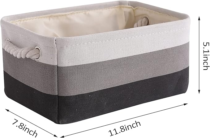 TcaFmac Small Fabric Storage Baskets for Organizing [6 Pack] Closet Storage Bin Foldable Storage Baskets for Shelf Canvas Storage Bins Decorative Basket with Handles(Gradient Gray,12" L×8" W×5" H)