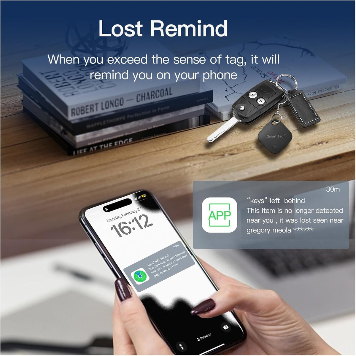 Air Tracker Tags 4 Pack (iOS Only, Not for Android) Bluetooth Luggage Tracker Tags Works with Apple Find My, Key Finder and Item Locator for Luggage, Backpack, Suitcases, Replaceable Battery