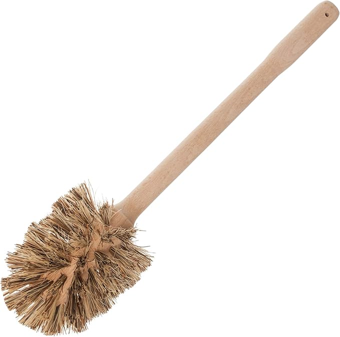 REDECKER Union Fiber Toilet Brush with Untreated Beechwood Handle - Natural Stiff Bristles, 15" - Stiff Bristle Toilet Brush - Natural Bristle Bathroom Cleaning Brush, Made in Germany