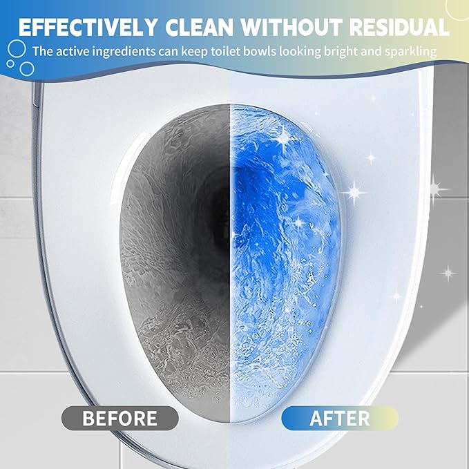 Toilet Bowl Cleaner Tablets, Automatic Toilet Bowl Cleaners, Long-Lasting Toilet Tabs Drop in Tank for Deodorizing & Descaling, Blue & Yellow, 20 Packs