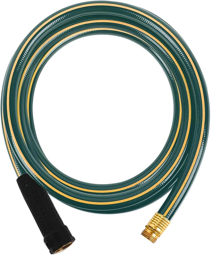 Solution4Patio Short Leader Green Garden Hose 3/4 in. x 12 ft. -Kink Free, Leakproof, Brass Aluminum Male/Female Fittings -Heavy Duty Durable Flexible Lightweight Water Pipe for Household & Commercial