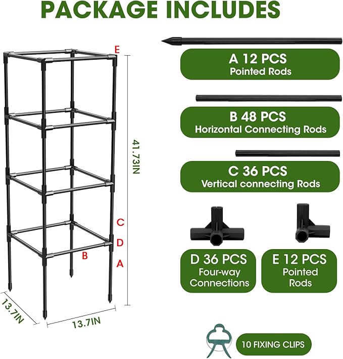 3 Pack Tomato Cages, Square Tomato Plant Stakes Support Cages Trellis