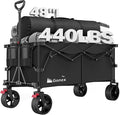 Gonex 48''L Collapsible Foldable Heavy Duty Oversized Wagon with 440lbs Weight Capacity, 300L Folding Large Utility Garden Grocery Shopping Cart with 8" H All-Terrain Wheels & 2 Drink Holders - Black