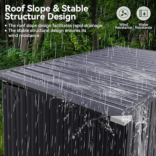 Aoxun 3.3' x 5.6' Metal Storage Shed - Waterproof Outdoor Garbage Can Organizer with Chain Lid, Ideal for Trash Bins, Toys, Garden Tools - Perfect for Garden, Backyard, & Patio Use