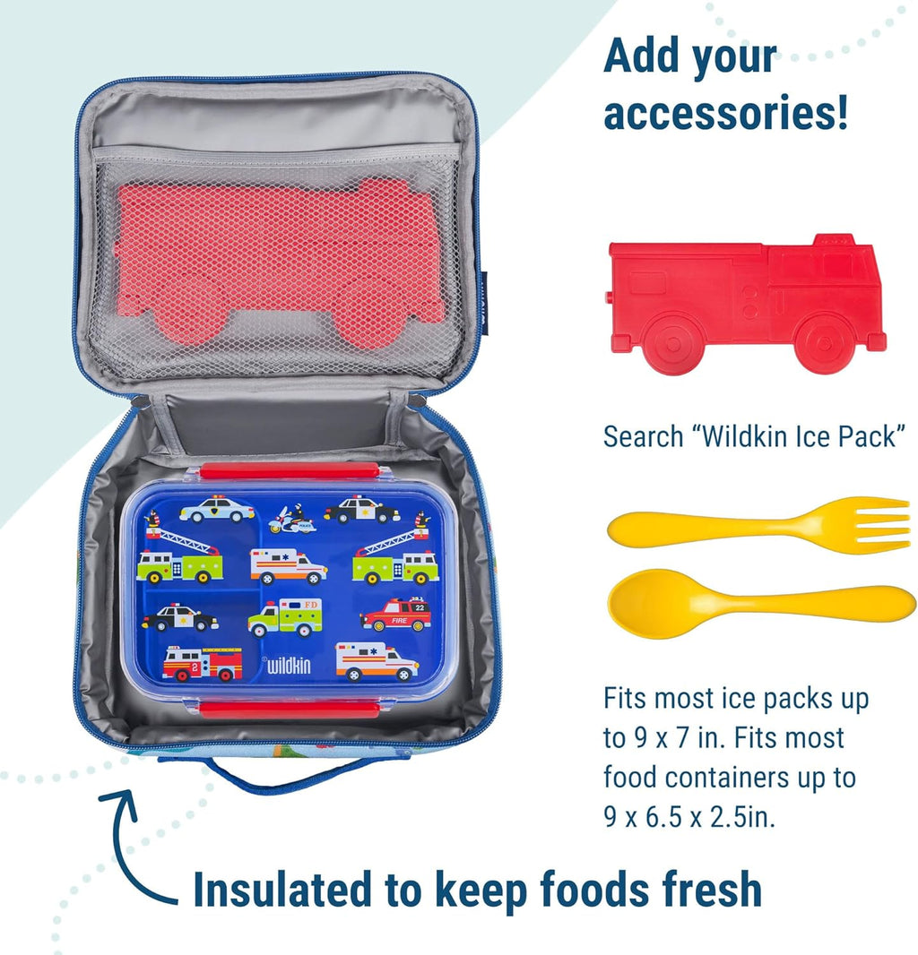 Wildkin Kids Insulated Lunch Box – Durable and Reusable for School & Travel - Firefighters