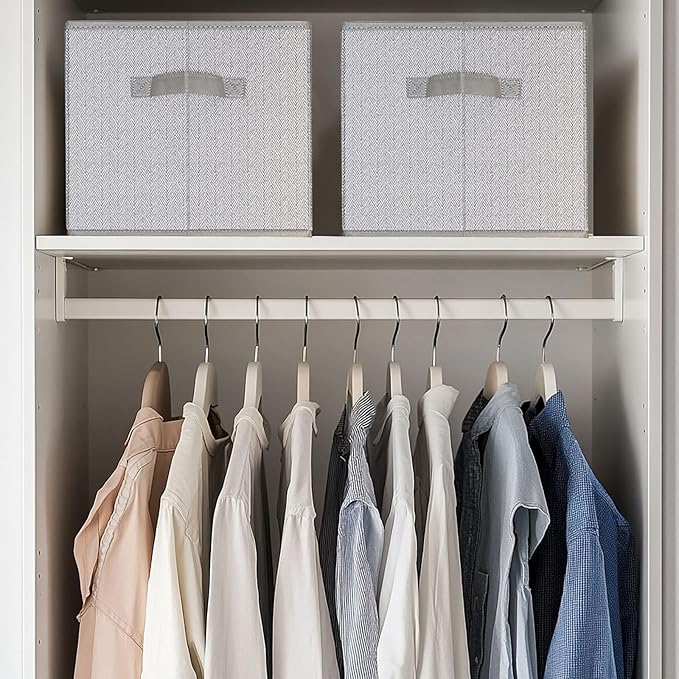 WUIKE Closet Storage Bins, Trapezoid Storage Boxes with Handles, Fabric Storage Baskets for Organizing Clothes, Sheets, Blankets, Decorative Storage Bins (Dark Gray, Extra Large)
