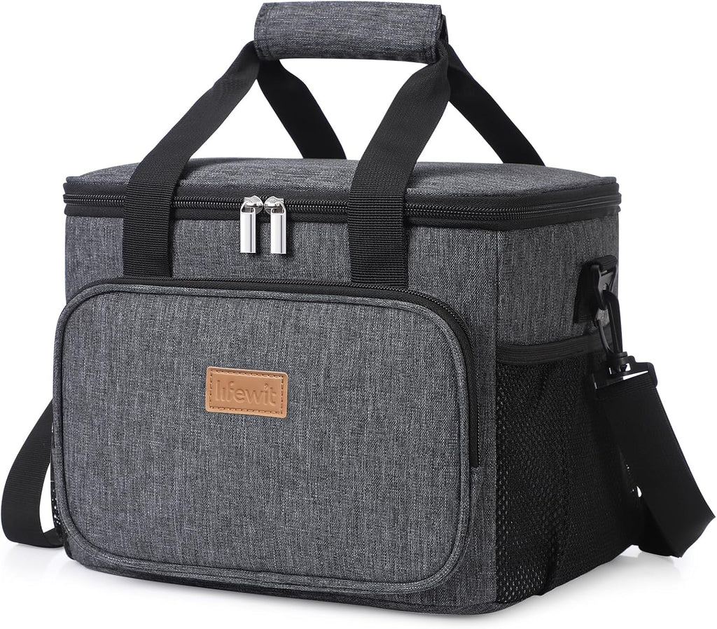 Lifewit Large Lunch Bag Insulated Lunch Box Soft Cooler Cooling Tote for Adult Men Women, Dark Gray 24-Can (15L)