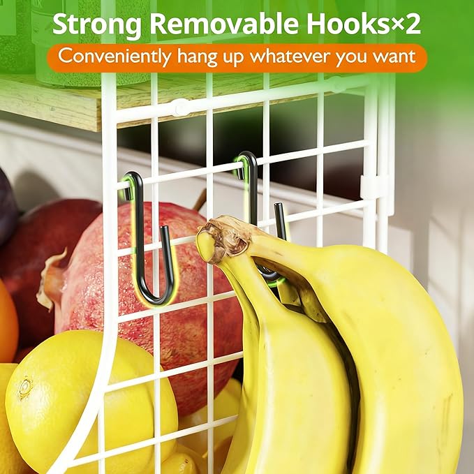 Magnetic Shelf for Fridge with Wood Lid, Fruit Potato and Onion Storage Bins, Pantry Organizers and Storage, Strong Magnetic Spice Rack for Refrigerator, Kitchen Counter and Laundry Room (Large)