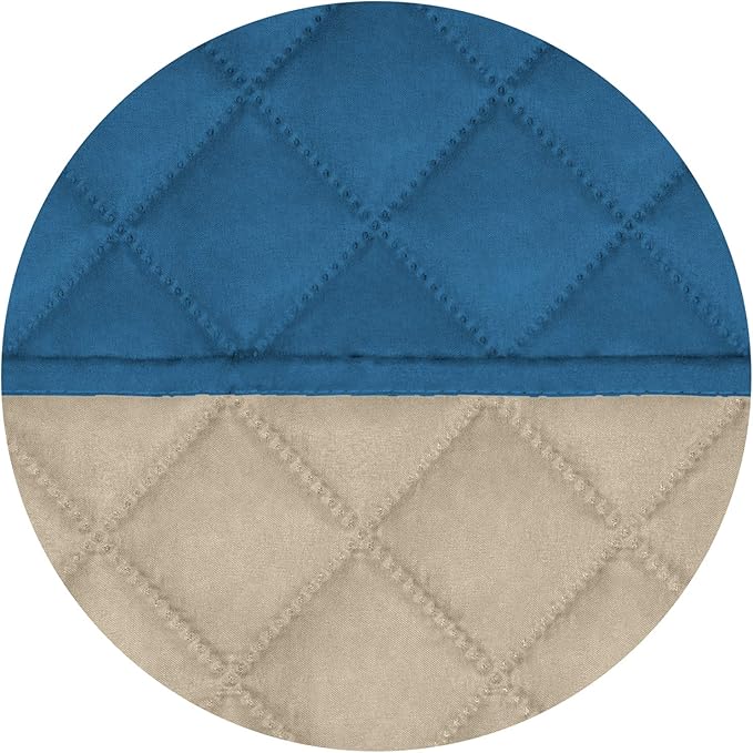 PureFit Reversible Quilted Sofa Cover, Water Resistant Slipcover Furniture Protector, Washable Couch Cover with Non Slip and Elastic Straps for Kids, Dogs (Oversized Recliner, Peacock Blue/Beige)