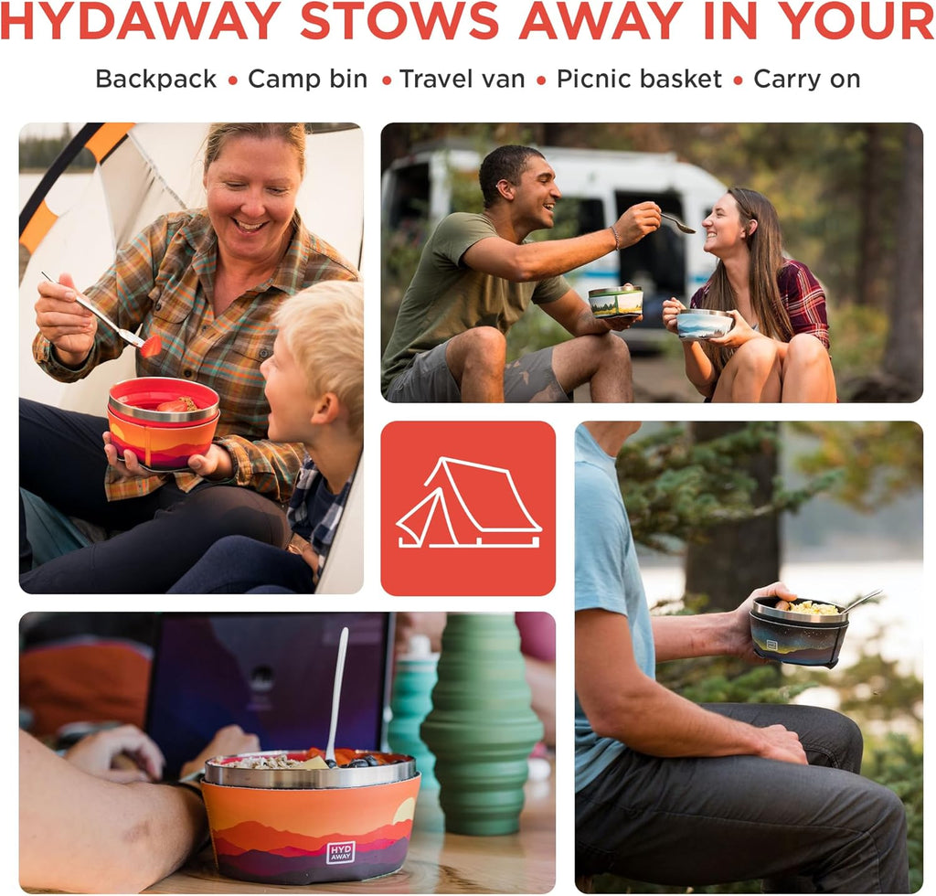 HYDAWAY 1-Quart Collapsible Insulated Bowl with Lid - BPA-Free, Leak-Resistant, Space-Saving Camp Bowl - Ideal for Hiking, Travel & Outdoor Meals